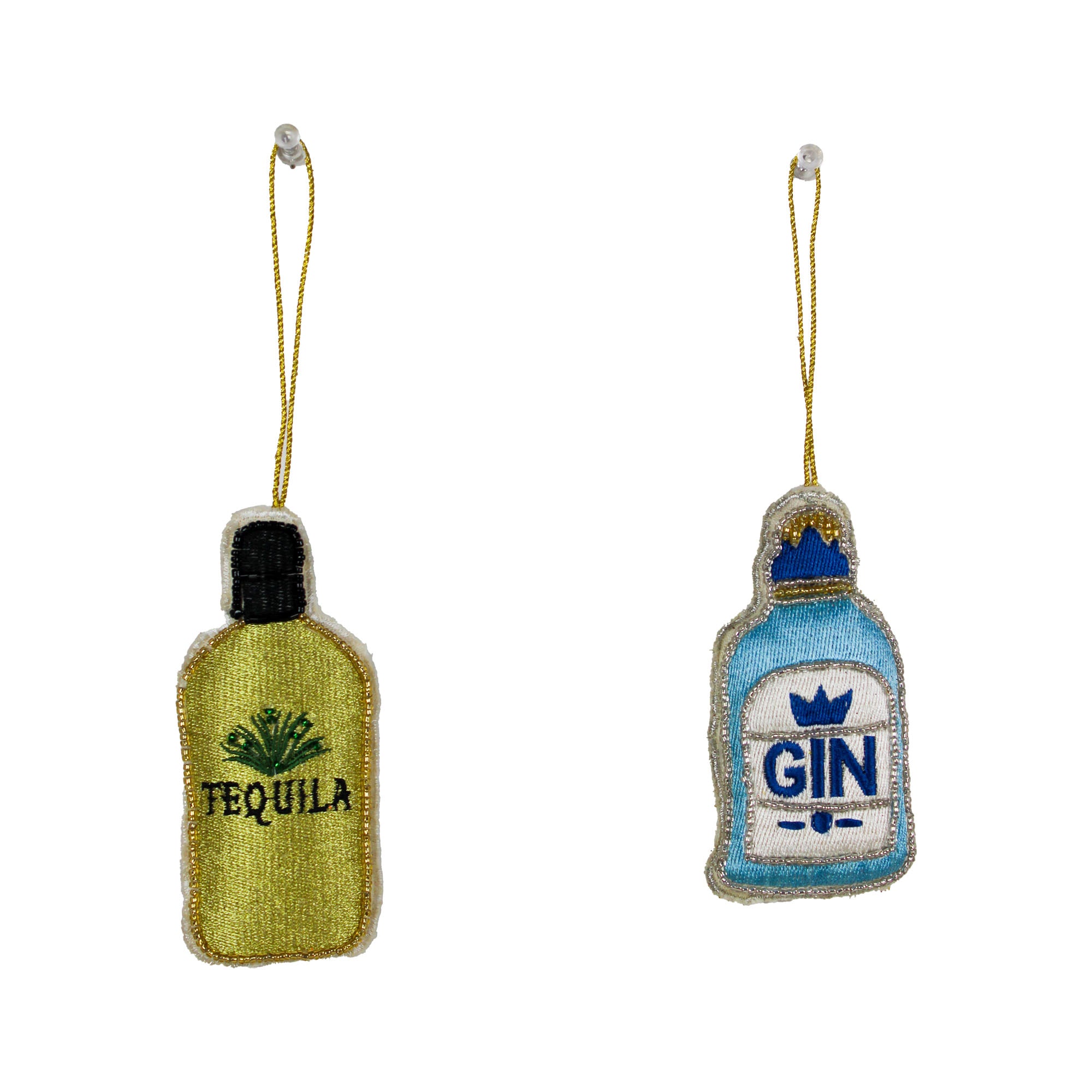Set of 2 Embroidered Christmas Hanging Ornament